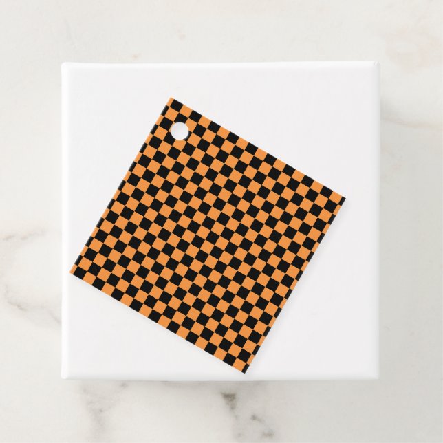 Orange Black Checkers Favour Tags (In Situ)