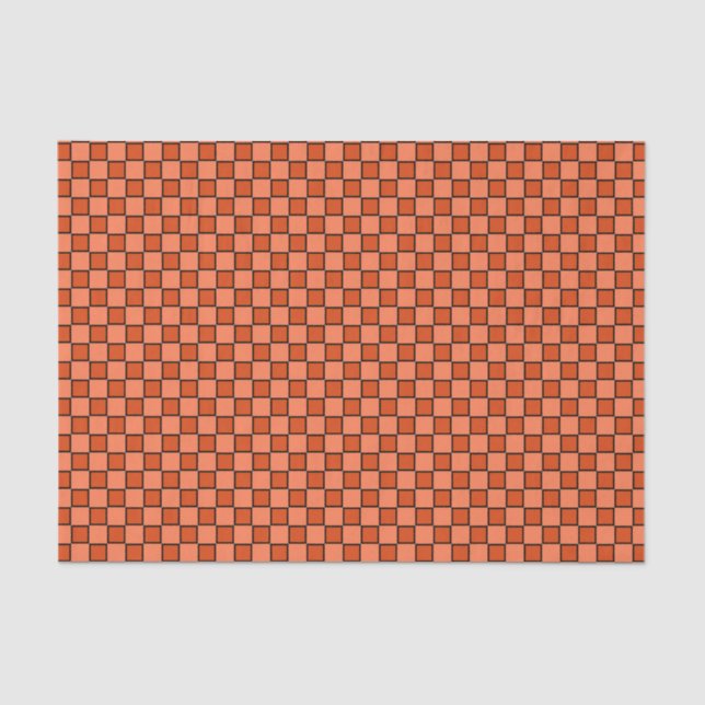 Orange Black Chequerboard Pattern Tissue Paper (Front)