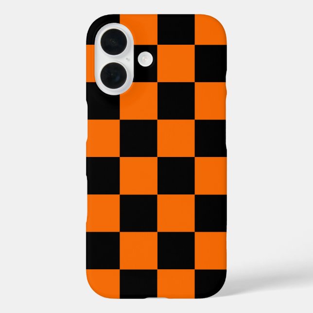 Orange Black Chequered Check Pattern Case-Mate iPhone Case (Back)