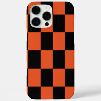 Orange black Chequered Check Pattern iPhone 16 Pro Max Case
