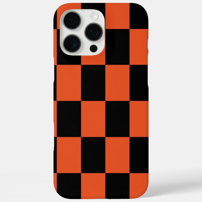 Orange black Chequered Check Pattern Case-Mate iPhone Case (Back)