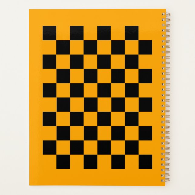 Orange Black Chequered Pattern for Organization Planner (Back)