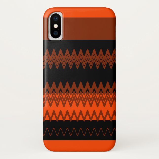 Orange Black Chevron Zigzag Stripes Case-Mate iPhone Case (Back)