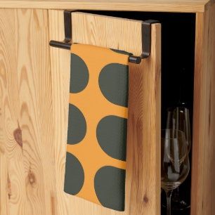 Orange Black Circles Kitchen Towel
