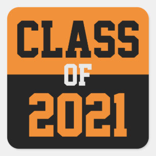 Orange & Black Class of 2024 Graduation Square Sticker