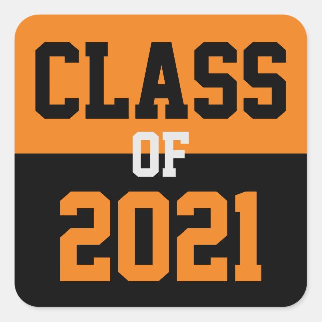 Orange & Black Class of 2024 Graduation Square Sticker (Front)