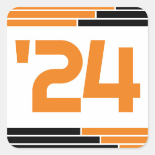 Orange & Black Class of '24 Graduation Square Sticker