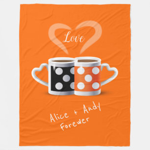 Orange + Black Coffee Color Trendy Design POP ART Fleece Blanket