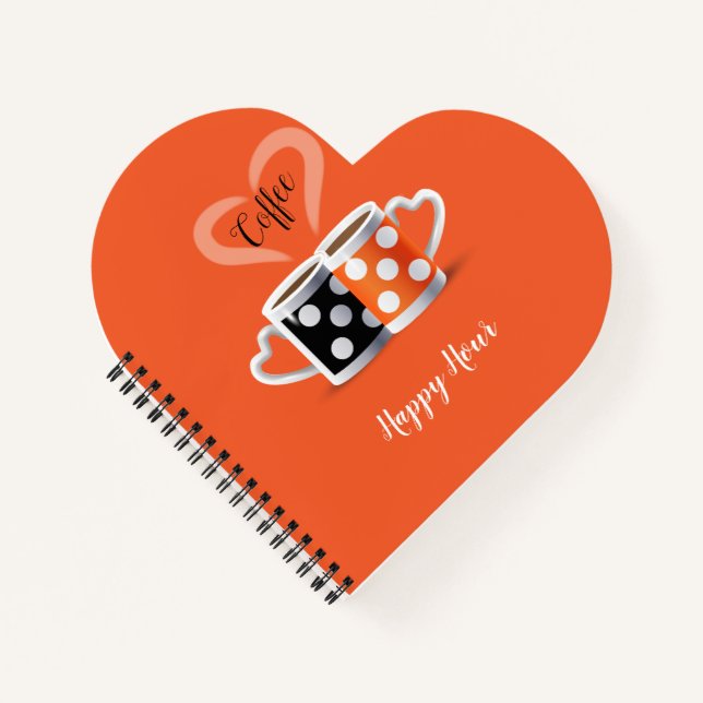 Orange + Black Coffee Colour Modern Design Notebook (Front)