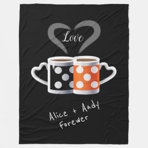 Orange + Black Coffee Colour Trendy Design POP ART Fleece Blanket