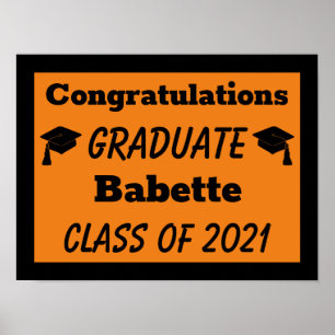 Orange Black Congratulations Graduation Poster