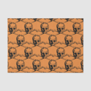 Orange Black Cool Pattern Skull Halloween party Tissue Paper