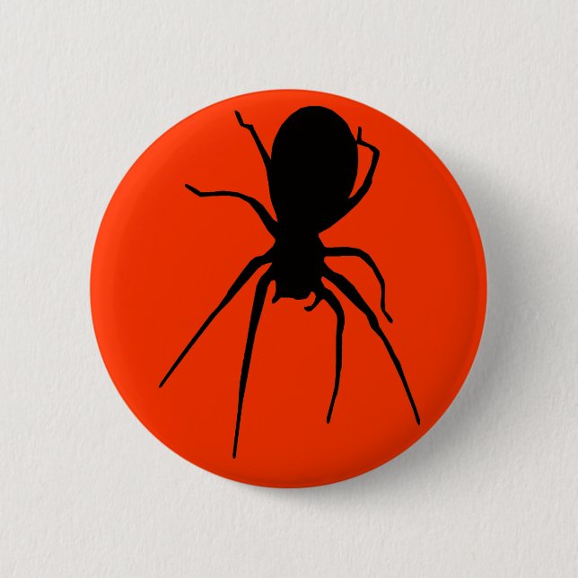 Orange Black Creepy Spider Button (Front)