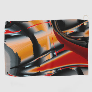 Orange black cropped digital paint magnification   golf towel