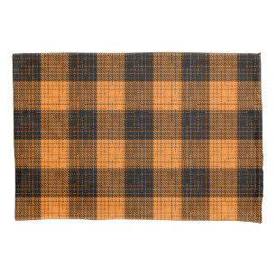  Orange Black Crosshatch Buffalo Check Pillowcase