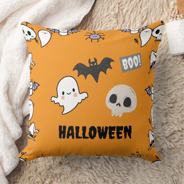 orange black cute Halloween  pillow (Blanket)