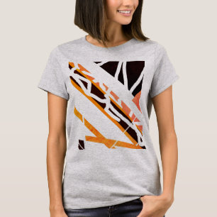 Orange Black Diagonal Shapes Abstract MCM Look T-Shirt