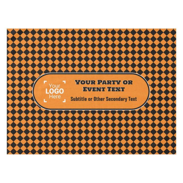 Orange & Black Diamond - Custom Logo Office Event  Tablecloth (Front (Horizontal))