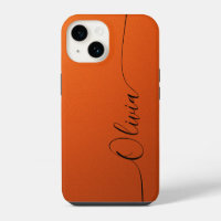 Orange Black Elegant Calligraphy Script Name