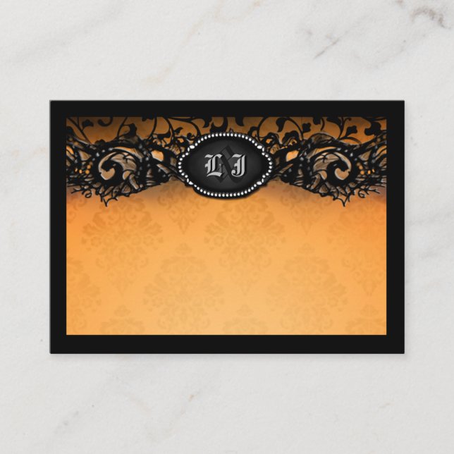 Orange Black Elegant Halloween BLANK Place Cards (Front)