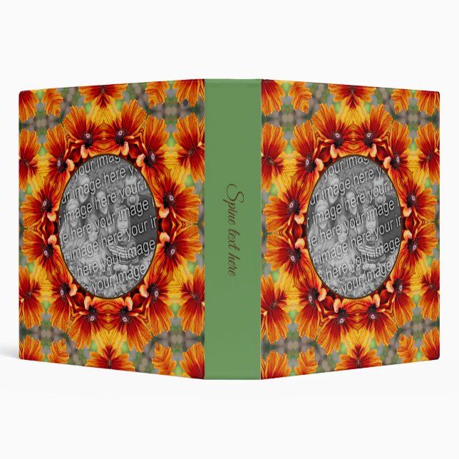 Orange Black Eyed Susan Daisy Add Your Photo     Binder (Background)