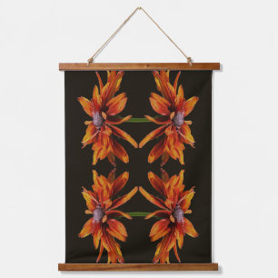 Orange Black Eyed Susan Flower Abstract Hanging Tapestry