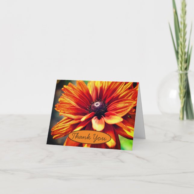 Orange Black Eyed Susan Flower Carte de remercieme (Devant)