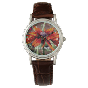 Orange Black Eyed Susan Flower Personalized  Watch