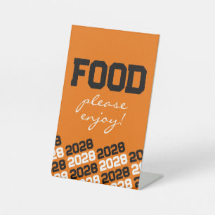 Orange & Black Food Table Graduation Pedestal Sign