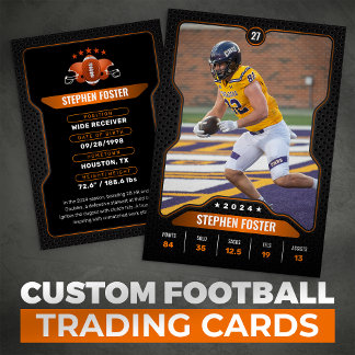 Orange & Black Football Trading Card Player Photo