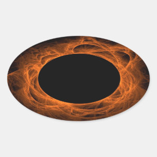 Orange & Black Fractal Background Oval Sticker