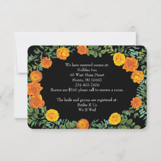 Orange & Black Gothic Peony Rose Information Invitation