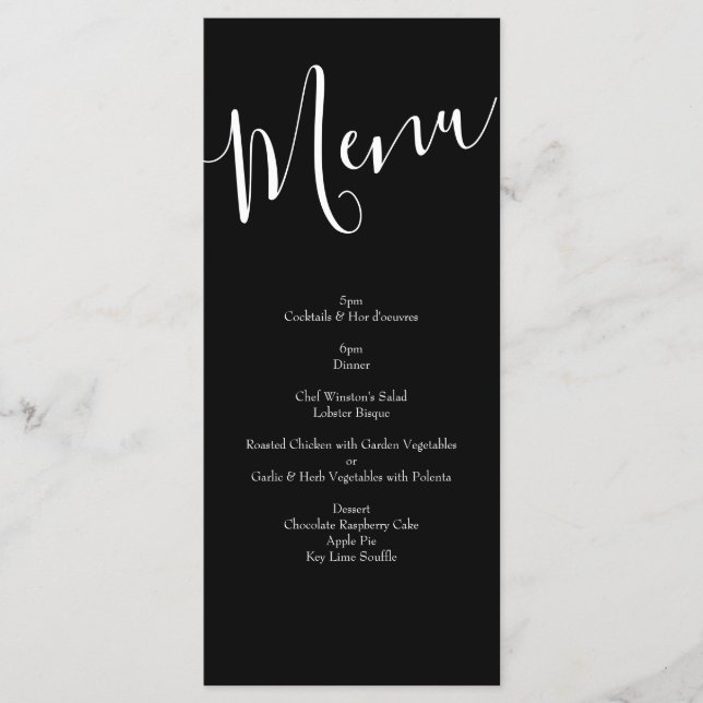 Orange & Black Gothic Peony & Rose Wedding Menu (Front)
