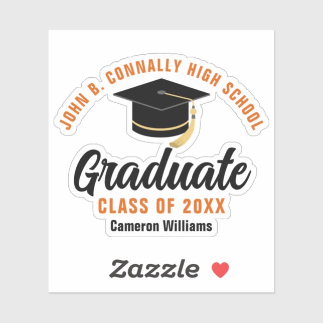 Orange Black Graduate Personalized 2025 Graduation (Sheet)