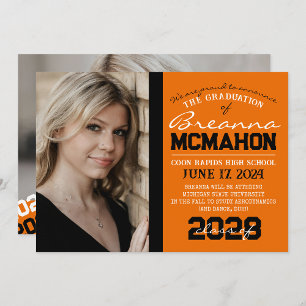 Orange & Black Graduation 2 Photo Announcement