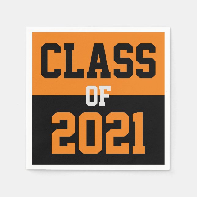 Orange & Black Graduation Class of 2024 Napkin (Front)