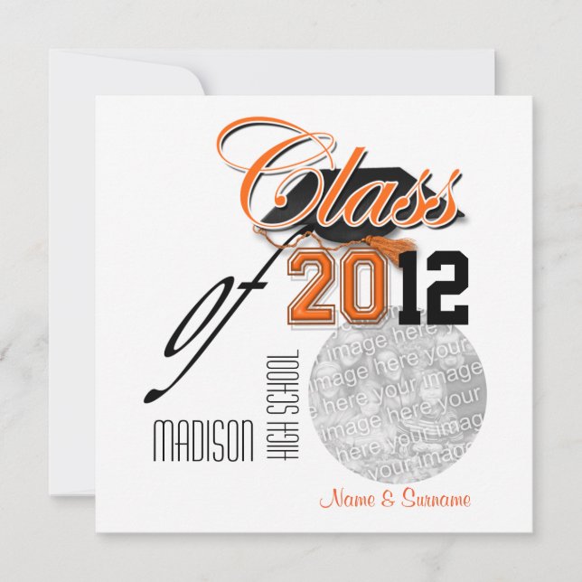 Orange black graduation "class of" template (Front)