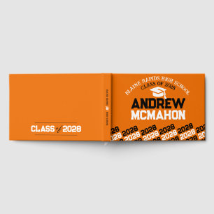Orange & Black Graduation Personalized Guest Book