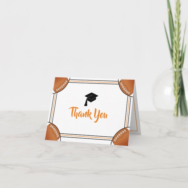 Orange & Black Graduation Thank You Card (Front)