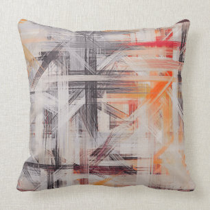Orange Black Gray Abstract Throw Pillow
