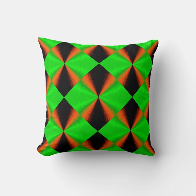 Orange Black Green Throw Pillow (Front)