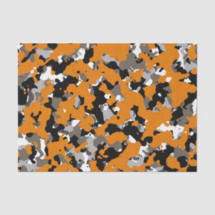 Orange Black Grey Tan Camouflage Camo Print Party Tissue Paper