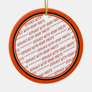 Orange & Black (Halloween Colours) Trimmed Templat Ceramic Ornament