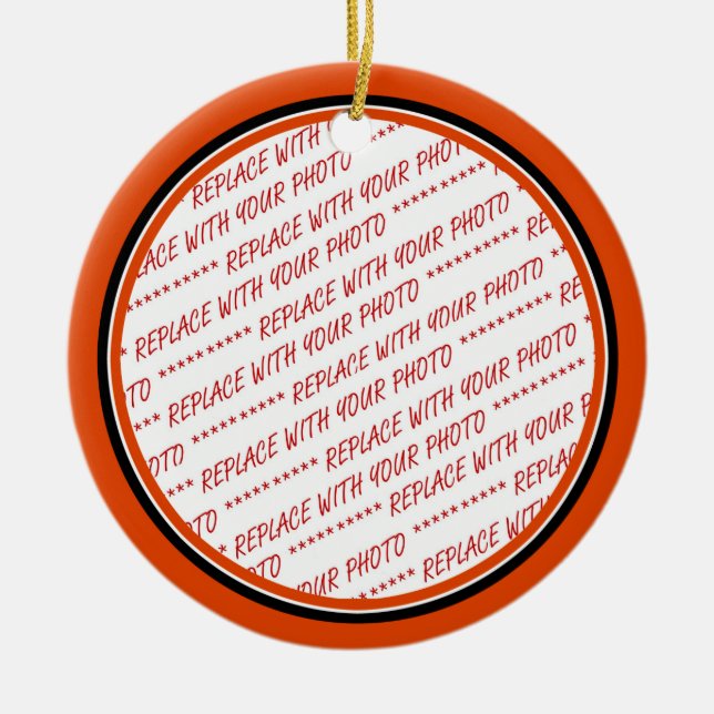 Orange & Black (Halloween Colours) Trimmed Templat Ceramic Ornament (Front)