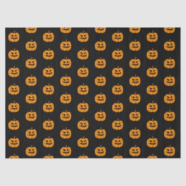 Orange Black Halloween Ghost and Jack o Lantern Tissue Paper (Front)