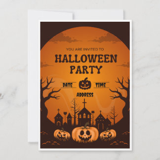 Orange & Black Halloween Party Invitation