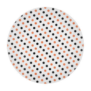 Orange & Black Halloween Polka Dot Cutting Board