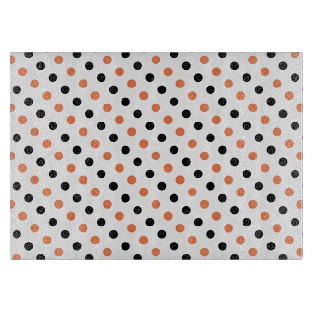 Orange & Black Halloween Polka Dot Cutting Board (Front)