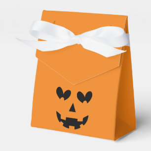 Orange & Black Happy Heart Pumpkin Halloween  Favor Box