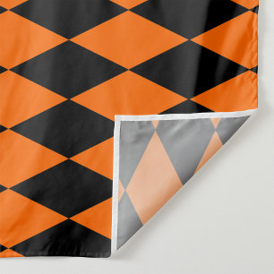Orange Black Harlequin Diamonds Checkers Design Fabric